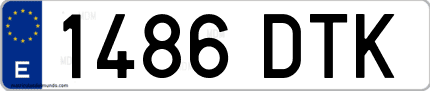 Ejemplo de matrícula de coche ordinaria 1486 DTK