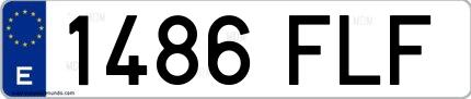 Ejemplo de matrícula española 1486 FLF