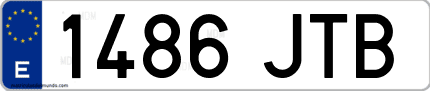 Ejemplo de matrícula de coche ordinaria 1486 JTB