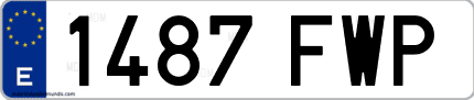 Ejemplo de matrícula de coche ordinaria 1487 FWP
