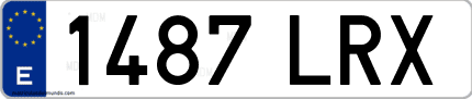 Ejemplo de matrícula de coche ordinaria 1487 LRX
