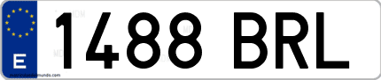 Ejemplo de matrícula de coche ordinaria 1488 BRL