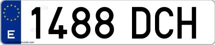 Ejemplo de matrícula española 1488 DCH