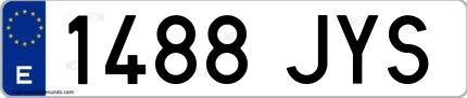 Ejemplo de matrícula española 1488 JYS