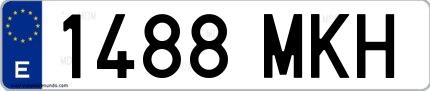 Ejemplo de matrícula española 1488 MKH