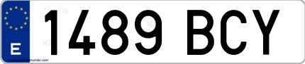 Ejemplo de matrícula española 1489 BCY
