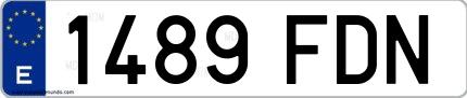 Ejemplo de matrícula española 1489 FDN