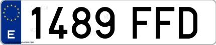 Ejemplo de matrícula española 1489 FFD