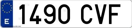 Ejemplo de matrícula de coche ordinaria 1490 CVF
