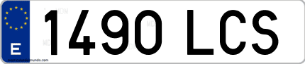 Ejemplo de matrícula de coche ordinaria 1490 LCS