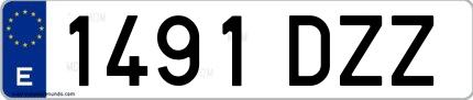 Ejemplo de matrícula española 1491 DZZ