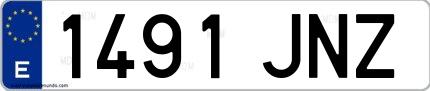 Ejemplo de matrícula española 1491 JNZ