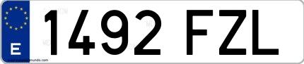 Ejemplo de matrícula española 1492 FZL