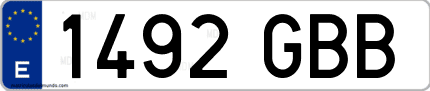Ejemplo de matrícula de coche ordinaria 1492 GBB