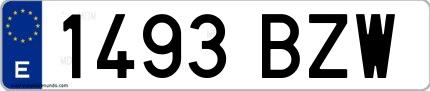 Ejemplo de matrícula española 1493 BZW