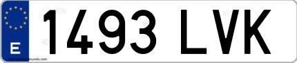 Ejemplo de matrícula española 1493 LVK