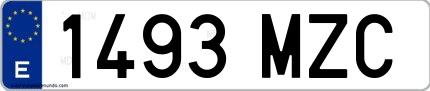 Ejemplo de matrícula española 1493 MZC