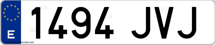 Ejemplo de matrícula de coche ordinaria 1494 JVJ