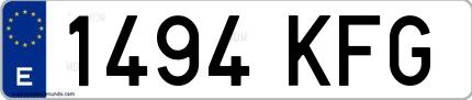 Ejemplo de matrícula española 1494 KFG
