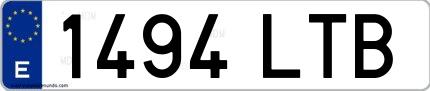 Ejemplo de matrícula española 1494 LTB
