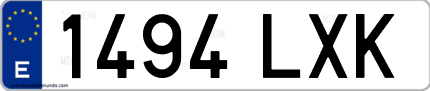 Ejemplo de matrícula de coche ordinaria 1494 LXK