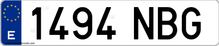 Ejemplo de matrícula de coche ordinaria 1494 NBG
