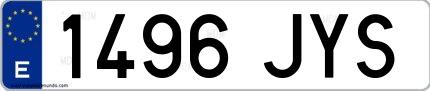 Ejemplo de matrícula española 1496 JYS