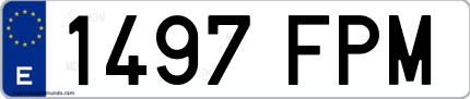 Ejemplo de matrícula de coche ordinaria 1497 FPM