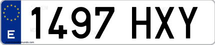 Ejemplo de matrícula de coche ordinaria 1497 HXY