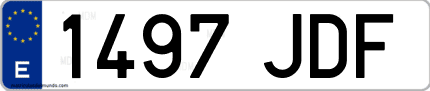 Ejemplo de matrícula de coche ordinaria 1497 JDF