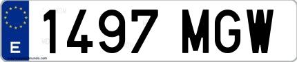 Ejemplo de matrícula española 1497 MGW