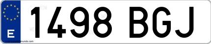Ejemplo de matrícula española 1498 BGJ