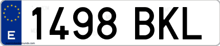 Ejemplo de matrícula de coche ordinaria 1498 BKL