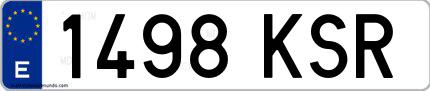 Ejemplo de matrícula española 1498 KSR