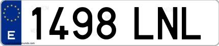 Ejemplo de matrícula española 1498 LNL