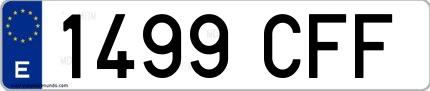 Ejemplo de matrícula española 1499 CFF