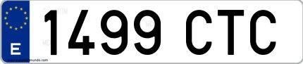 Ejemplo de matrícula española 1499 CTC