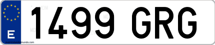 Ejemplo de matrícula de coche ordinaria 1499 GRG