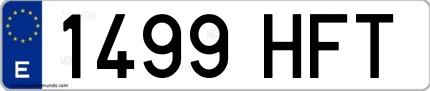 Ejemplo de matrícula de coche ordinaria 1499 HFT