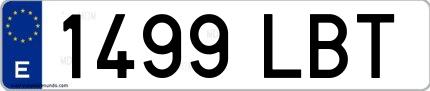 Ejemplo de matrícula española 1499 LBT