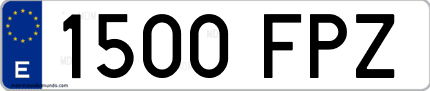 Ejemplo de matrícula de coche ordinaria 1500 FPZ