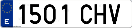 Ejemplo de matrícula de coche ordinaria 1501 CHV
