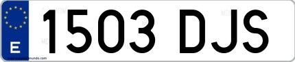 Ejemplo de matrícula española 1503 DJS