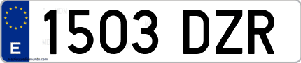 Ejemplo de matrícula de coche ordinaria 1503 DZR