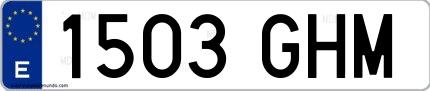Ejemplo de matrícula española 1503 GHM