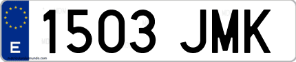 Ejemplo de matrícula de coche ordinaria 1503 JMK