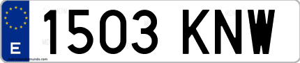 Ejemplo de matrícula de coche ordinaria 1503 KNW