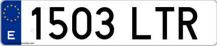 Ejemplo de matrícula de coche ordinaria 1503 LTR