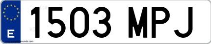 Ejemplo de matrícula española 1503 MPJ