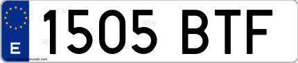 Ejemplo de matrícula española 1505 BTF